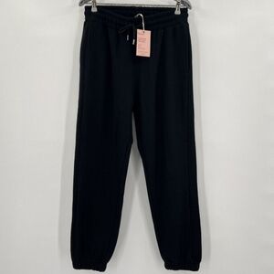 Quince Women Black Heavyweight Fleece Boyfriend Joggers Sweatpant M Cotton NWOT
